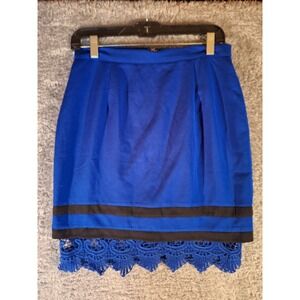 Lulumari Royal Blue Lace Trimmed Mini Skirt Size Medium Party Chic Layered Zip
